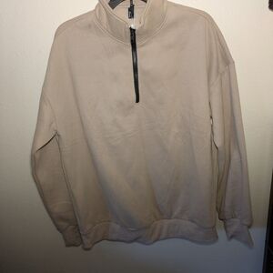 Trendy Queen Women's Beige Half-Zip Sweater
